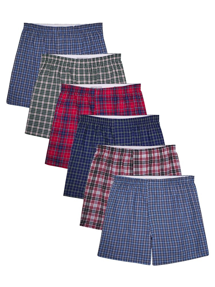 Fruit of the Loom Men's Tag Free Woven Boxer Shorts, Relaxed Fit, Moisture Wicking, Assorted Color Multipacks